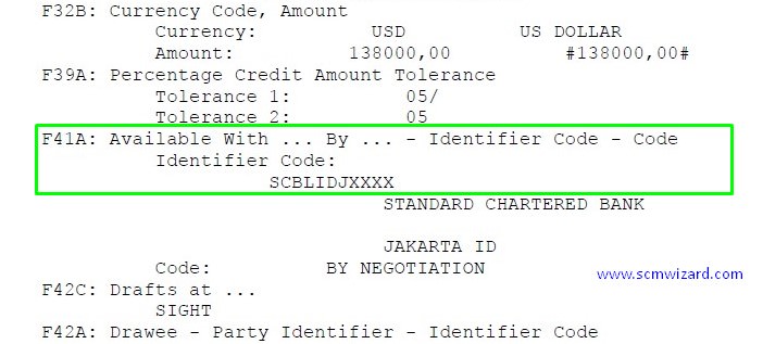 Field 41d And 41a Available With By In Letter Of Credit
